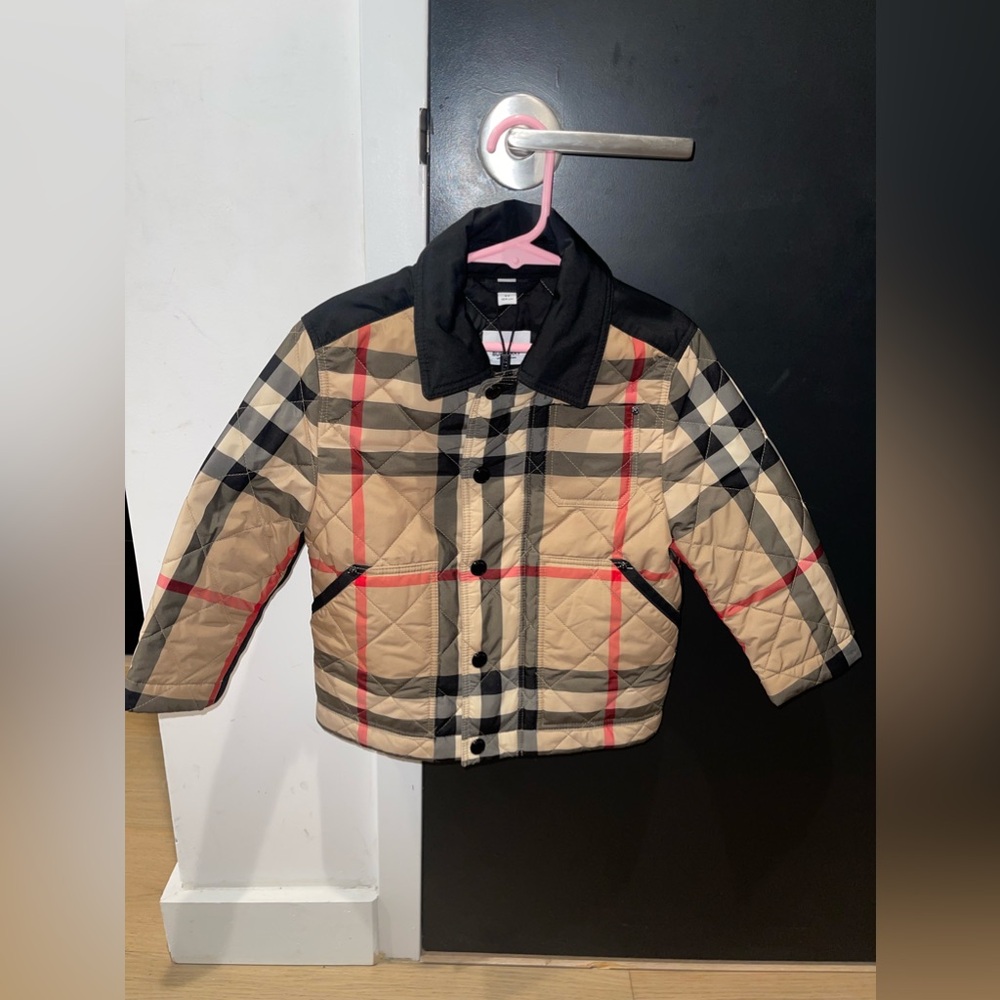 Burberry Kids Beige Check Quilted Jacket